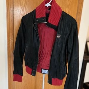 Superdry leather bomber jacket